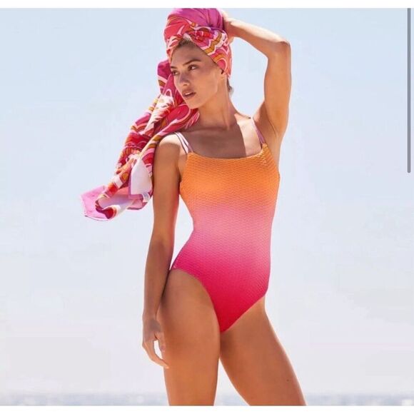 TRINA TURK  Sun Opal One-Piece Swimsuit, Pink Ombré, Women's Size 12, NWT! - Picture 3 of 10